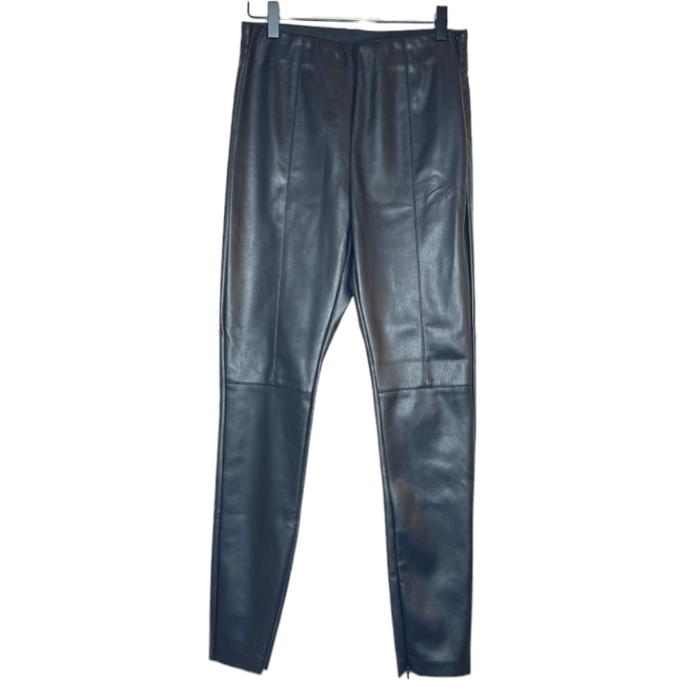 Lea And Viola Split Hem Leggings Black Faux Leather Moto Boho Pants NYE SZ Small